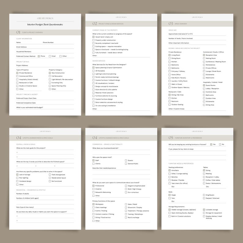 Interior Design Client Questionnaire Template Canva | Digital Intake ...