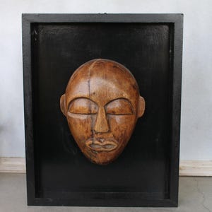 Unique Vintage Hand Carved Wooden Human Face Sculpture on Wall Frame, Handmade Wall Art Hanging, Old Collectible Art, Home Decor