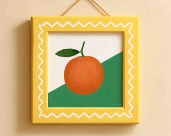 Orange Fruit Art Print || Geometric Kitchen Wall Decor | Modern Citrus Poster Gift