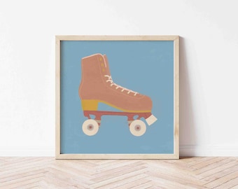 Retro Quad Roller Skate Fine Art Print || Happy Wall Decor, Optional Frame
