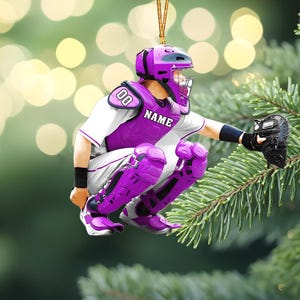 Personalized Baseball Player Catcher Christmas Ornament, Baseball Christmas Gift, Baseball Ornament, Christmas Gift For Baseball Player