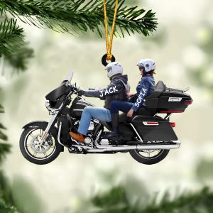 Personalisierbare Biker Paar Motorrad Ornament, Motorrad Liebhaber Ornament, Biker Ornament Geschenk für Paare, Motorrad Weihnachtsverzierung
