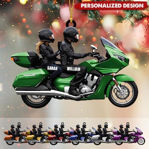 Personalizable Biker Couple Motorcycle Ornament, Motorcycle Lover Ornament, Biker Ornament Gift for Couples, Motorcycle Christmas Ornament