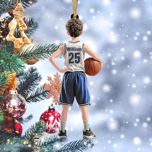 Personalized Basketball Boy Christmas Ornament, Custom Basketball Players Acrylic Ornament, Basketball Keepsake, Basketball Gift For Kid