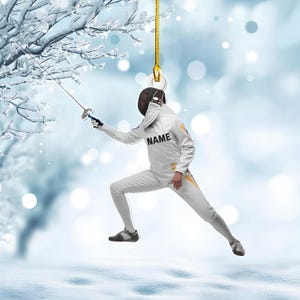 Personalized Fencing Christmas Ornament, Fencer Lovers Gift, Fencing Acrylic Ornament, Custom Name Outfit For Fencer, Christmas Fencer Decor