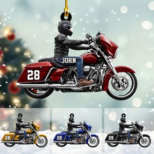 Personalized Biker Back Riding Motorcycle Ornament, Motorcycle Lover Ornament, Biker Acrylic Ornament , Motorcycle Biker Christmas Ornament
