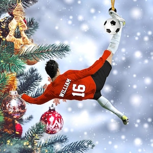Personalized Soccer Player Christmas Ornament, Custom Name And Number Ornament, Custom Soccer Ornament, Soccer Keepsake Christmas Ornament