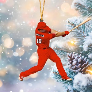 Personalized Baseball Player Ornament, Baseball Batter Ornament, Custom Acrylic Ornament, Baseball Keepsake, Baseball Christmas Ornament
