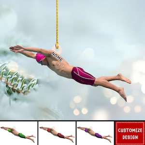 Personalized Man Swimmer Christmas Ornament, Swimming Lovers Christmas Gift, Sport Gifts, Swim Team Ornament, Christmas Swimming Decoration