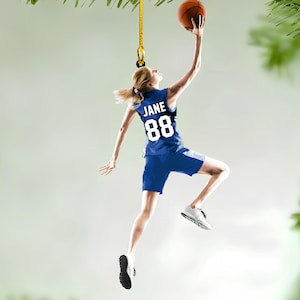 Personalized Basketball Girl Christmas Ornament, Custom Name Number Basketball Player Ornament, Custom Acrylic Ornament, Basketball Keepsake
