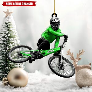 Personalized Mountain Biking Boy Christmas Ornament, Custom Mountain Bike Acrylic Ornament, Christmas Bicycle Tree Decor, Gifts For Biker