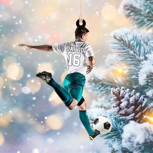 Personalized Soccer Player Christmas Ornament, Custom Name And Number Ornament, Soccer Ornament, Soccer Keepsake, Gift For Soccer Player