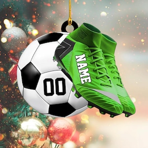 Personalized Soccer Shoes Ornament, Soccer Girl Boy Ornament, Custom Name Number Soccer Ornament, Soccer Keepsake, Soccer Christmas Gift