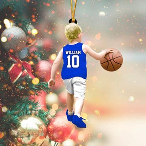 Personalized Basketball Boy Christmas Ornament, Custom Basketball Players Acrylic Ornament, Basketball Keepsake, Basketball Gift For Kid