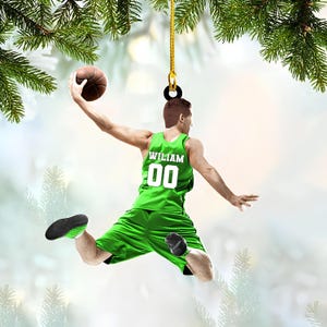 Personalized Basketball Player Christmas Ornament, Custom Name Number Basketball Player Ornament, Basketball Keepsake, Basketball Lover Gift