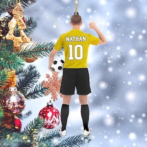 Personalized Soccer Player Christmas Ornament, Custom Name Number Ornament, Custom Soccer Ornament, Soccer Keepsake Christmas Ornament