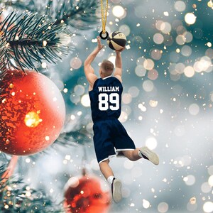 Personalized Basketball Player Christmas Ornament, Custom Name Number Basketball Player Ornament, Basketball Keepsake, Basketball Lover Gift