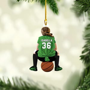 Personalized Basketball Girl Christmas Ornament, Custom Name Number Basketball Player Ornament, Custom Acrylic Ornament, Basketball Keepsake