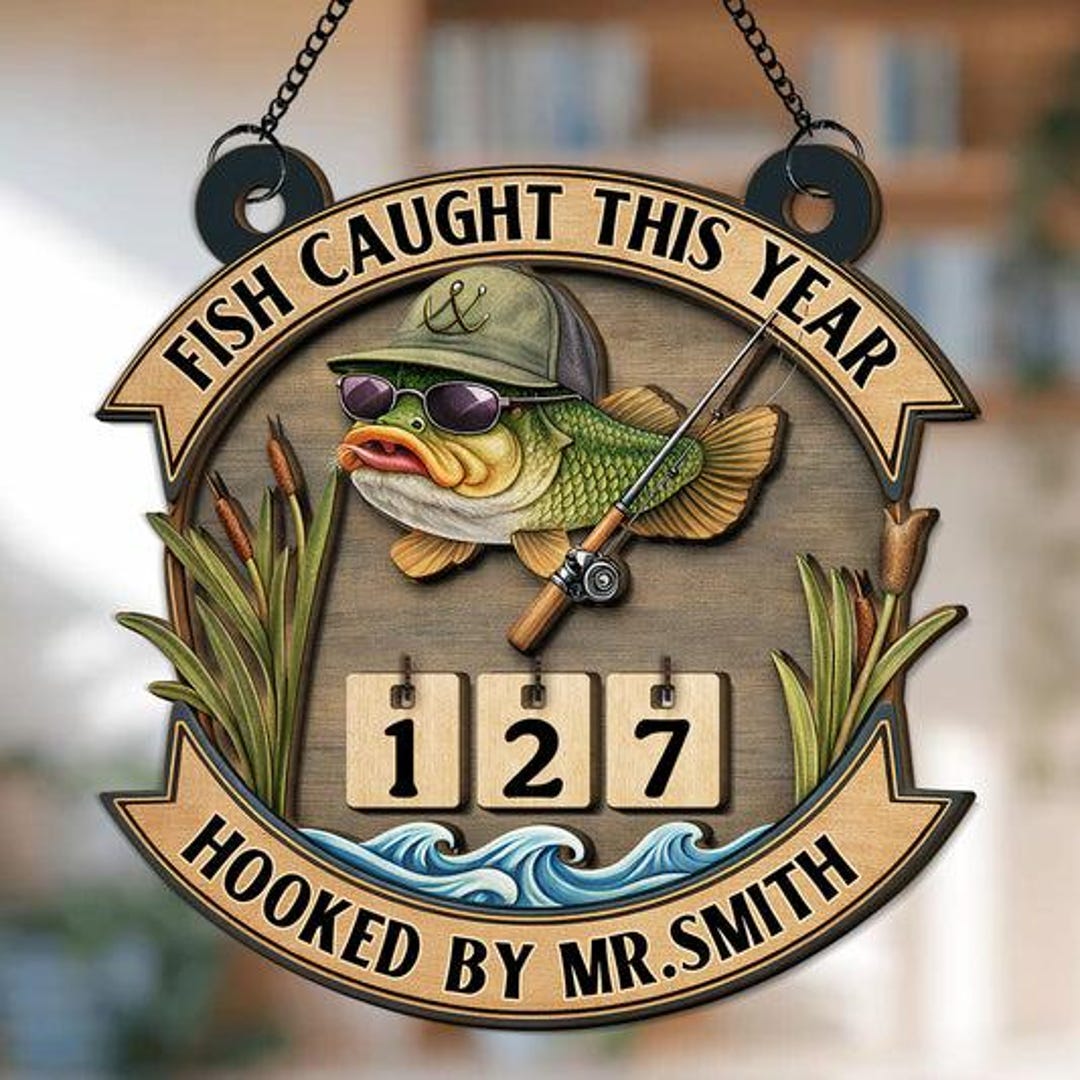 Personalized Fish Caught This Year Sign, Custom Name Fisher Tracker ...