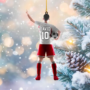 Personalized Soccer Player Christmas Ornament, Custom Name Number Ornament, Custom Soccer Ornament, Soccer Keepsake Christmas Ornament