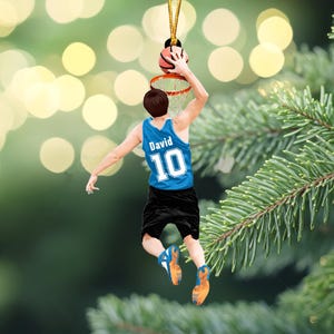 Personalized Basketball Player Christmas Ornament, Custom Name Number Basketball Player Ornament, Basketball Keepsake, Basketball Lover Gift