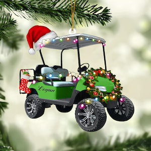 Personalized Golf Cart Christmas Ornament, Golf Car Shaped Acrylic Ornament, Golf Lovers Gifts, Golf Cart Ornament, Golf Clubs Ornament