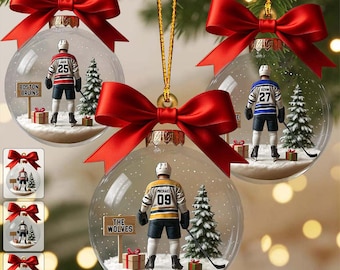Personalized Hockey Ornament, Custom Name Hockey Players Ornament, Custom Acrylic Ornament, Ice Hockey Keepsake, Hockey Christmas Ornament