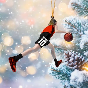Personalized Basketball Girl Ornament, Custom Name Number Basketball Players Ornament, Custom Acrylic Ornament, Basketball Keepsake Ornament