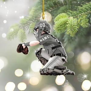 Personalized Baseball Player Catcher Christmas Ornament, Baseball Christmas, Baseball Ornament, Christmas Gift For Baseball Player