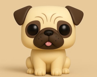 POP Style PUG Dog STL 3D File For 3D Printing