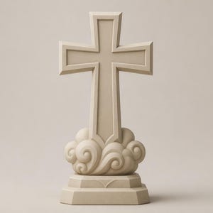 3D Printable Christian Cross STL: Religious Home Decor, Memorial Statue