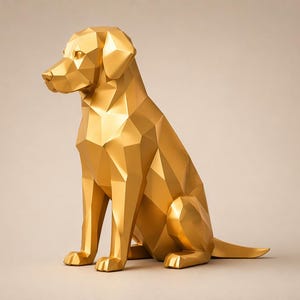 Polygonal Labrador Retriever Statue: Geometric Dog 3D Print Model (STL File)