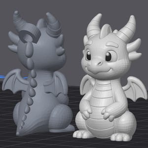Dragon Baby STL Files For 3d printing 2 Versions Regular & Keychain Cute Fantasy Statue Figurine for 3D Printing funny gift Animal Toy