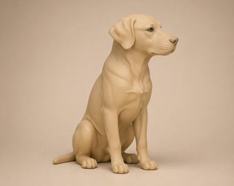 3D Labrador Retriever Statue: Realistic Dog Figurine STL File (Digital Download