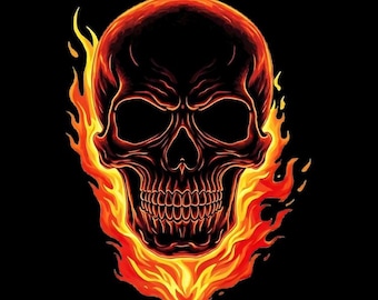 Fire Skull PNG Clipart | Flaming Halloween Sublimation (Digital Download)