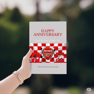 Tarjeta de aniversario del Arsenal imprimible para el AMOR de tu vida, tarjeta de aniversario divertida, tarjeta personalizada.