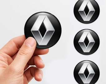 Renault Custom Wheel Cap Stickers – Set of 4 pcs 3D Domed Resin Car Hubcap Decals – Personalized Wheel Emblems for Rims