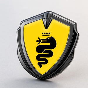 Alfa Romeo Custom Metal Frame Sticker – Glossy Silicone Emblem Badge – Car Logo Decal for Fenders, Hoods, Windows, and More