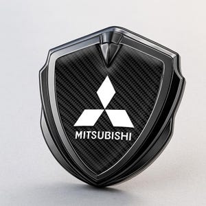 Mitsubishi Custom Metal Frame Sticker – Glossy Silicone Emblem Badge – Car Logo Decal for Fenders, Hoods, Windows, and More