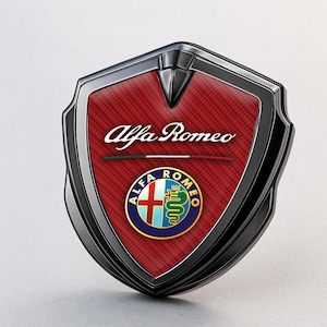 Alfa Romeo Custom Metal Frame Sticker – Glossy Silicone Emblem Badge – Car Logo Decal for Fenders, Hoods, Windows, and More