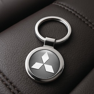 Mitsubishi Custom Metal Keychain | Personalized Car Logo Key Ring | Handmade Gift for Him | Auto Key Fob Charm | Father&#39;s Day Gift