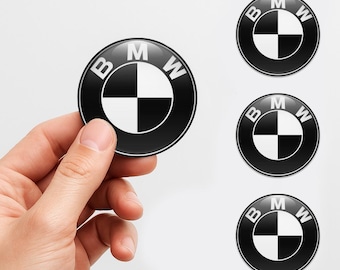 BMW Custom Wheel Cap Stickers – Set of 4 pcs 3D Domed Resin Car Hubcap Decals – Personalized Wheel Emblems for Rims