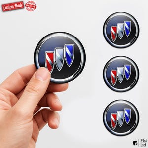 Buick Custom Wheel Cap Stickers – Set of 4 pcs 3D Domed Resin Car Hubcap Decals – Personalized Wheel Emblems for Rims