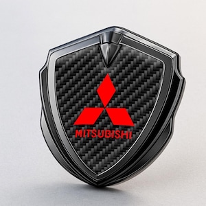 Mitsubishi Custom Metal Frame Sticker – Glossy Silicone Emblem Badge – Car Logo Decal for Fenders, Hoods, Windows, and More