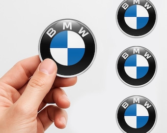 BMW Custom Wheel Cap Stickers – Set of 4 pcs 3D Domed Resin Car Hubcap Decals – Personalized Wheel Emblems for Rims