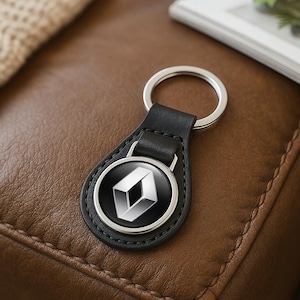 Renault Custom Leather Keychain | Personalized Car Logo Key Ring | Handmade Gift for Him | Auto Key Fob Charm | Father&#39;s Day Gift
