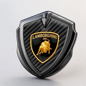 Lamborghini Custom Metal Frame Sticker – Glossy Silicone Emblem Badge – Car Logo Decal for Fenders, Hoods, Windows, and More