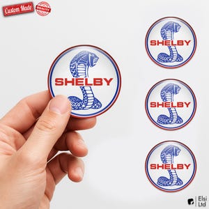 Shelby Custom Wheel Cap Stickers – Set of 4 pcs 3D Domed Resin Car Hubcap Decals – Personalized Wheel Emblems for Rims
