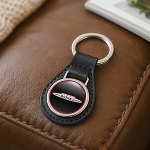 MINI Cooper Custom Leather Keychain | Personalized Car Logo Key Ring | Handmade Gift for Him | Auto Key Fob Charm | Father&#39;s Day Gift