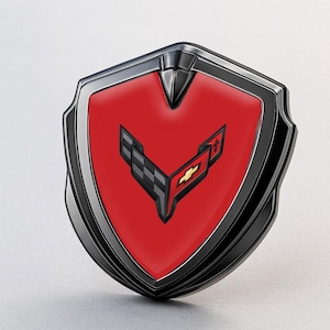 Corvette C8 Custom Metal Frame Sticker – Glossy Silicone Emblem Badge – Car Logo Decal for Fenders, Hoods, Windows, and More